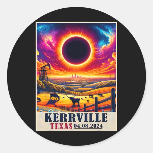 テキサス州太陽のトータルEclipse 2024トータイヴィンテージ ラウンドシール (正面)