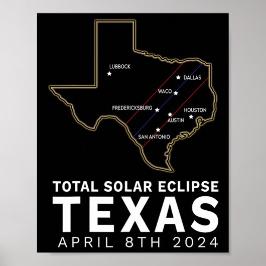 テキサス州太陽のトータルEclipse 2024トータルパスTe ポスター (正面)
