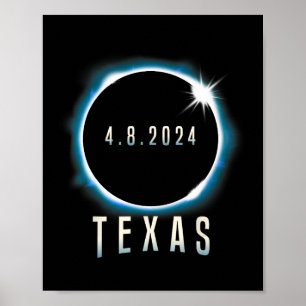 テキサス州太陽のトータルEclipse 2024ブルー4月8日ウーマン ポスター