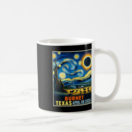 テキサス州太陽のトータルEclipse 2024星空の夜 コーヒーマグカップ (右)