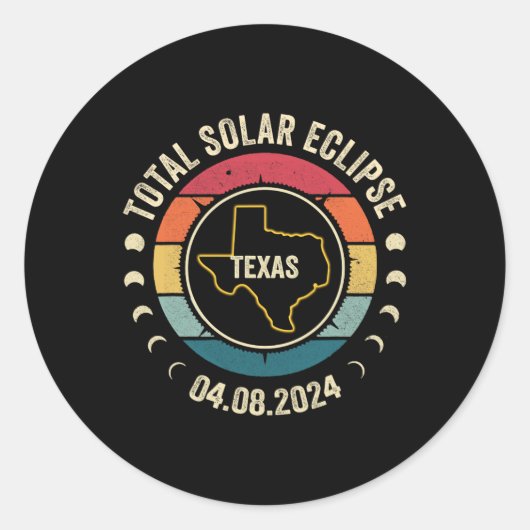 テキサス州太陽のトータルEclipse 2024 American Totality A ラウンドシール (正面)