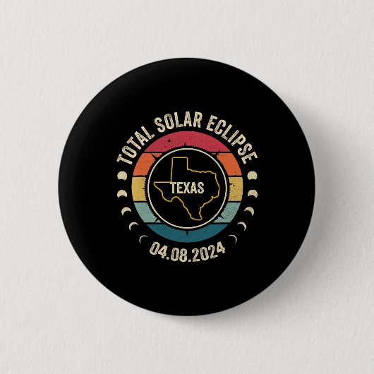 テキサス州太陽のトータルEclipse 2024 American Totality A 缶バッジ (正面)