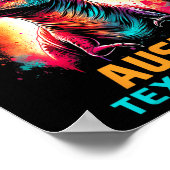 テキサス州太陽のトータルEclipse 2024 Tレックス恐竜 ポスター (角)