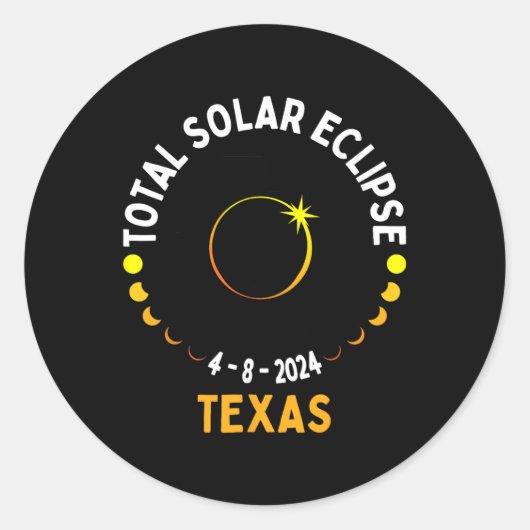 テキサス州太陽の日食2024パーティー総米国地図Total ラウンドシール (正面)