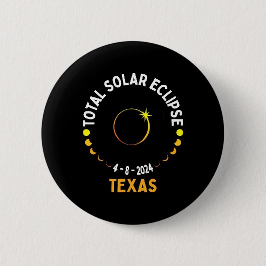 テキサス州太陽の日食2024パーティー総米国地図Total 缶バッジ (正面)