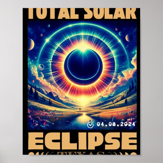 テキサス州太陽の皆既食2024年4月8日テキサス州 ポスター (正面)