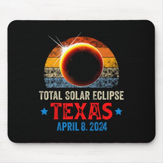 テキサス州太陽の皆既食2024年4月8日テキサス州 マウスパッド (正面)