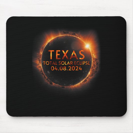 テキサス州太陽の皆既食2024年4月8日テキサス州 マウスパッド (正面)