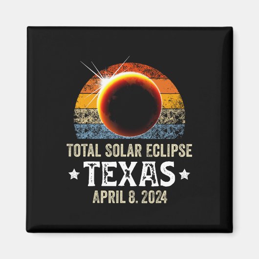 テキサス州太陽の皆既食2024年4月8日テキサス州 マグネット (正面)