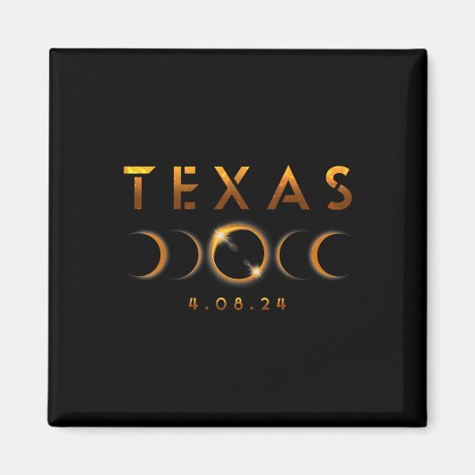 テキサス州太陽の皆既食2024年4月8日テキサス州 マグネット (正面)