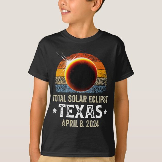テキサス州太陽の皆既食2024年4月8日テキサス州 Tシャツ (正面)
