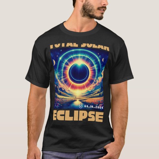 テキサス州太陽の皆既食2024年4月8日テキサス州 Tシャツ (正面)