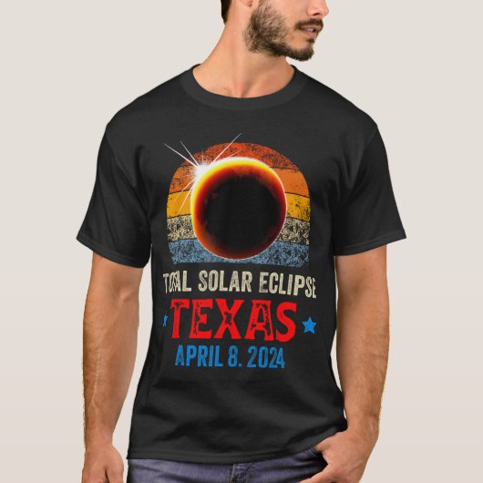 テキサス州太陽の皆既食2024年4月8日テキサス州 Tシャツ (正面)