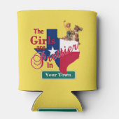 テキサス州女かわいらしの子が入る(名前をカスタムする) 缶クーラー (裏面)