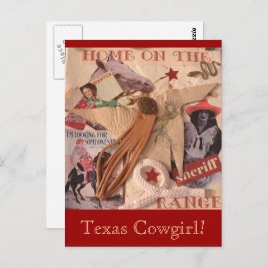 テキサス州女性のカーボーイはがき ポストカード (正面/裏面)