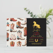 テキサス州女性のカーボーイカントリーワイルドイラストレーションスケッチ 招待状 (スタンド正面)