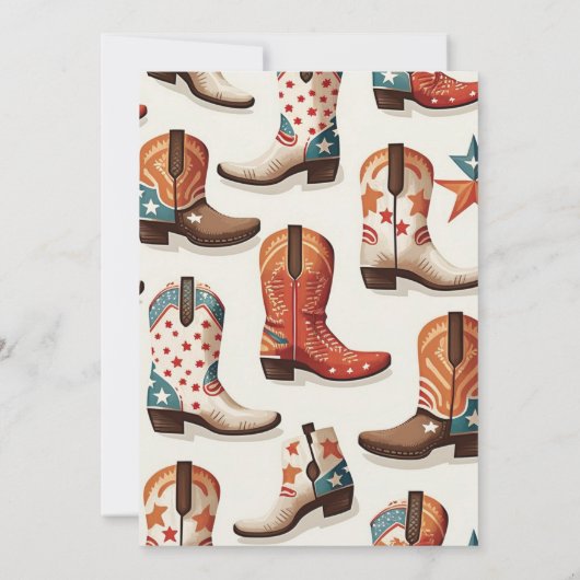 テキサス州女性のカーボーイカントリーワイルドイラストレーションスケッチ 招待状 (裏面)