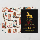 テキサス州女性のカーボーイカントリーワイルドイラストレーションスケッチ 招待状 (正面/裏面)