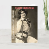 テキサス州女性のカーボーイクリスマスグリーティング シーズンカード (正面)