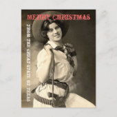 テキサス州女性のカーボーイクリスマスグリーティング シーズンポストカード (正面)
