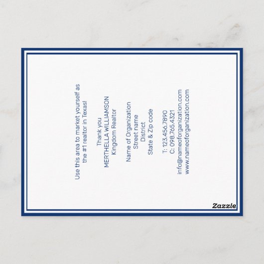 テキサス州実在エテート不動産仲介業者 ポストカード (裏面)