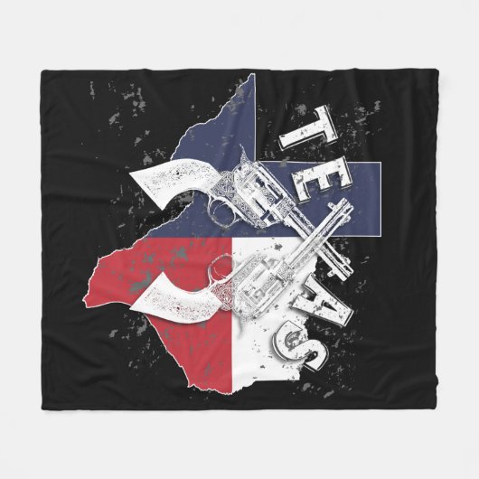 テキサス州州お土産が6つのシューティングピストルを交差 フリースブランケット (正面(横))