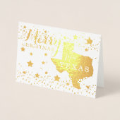 テキサス州州のメリークリスマス概要写真フォイ 箔カード (正面)