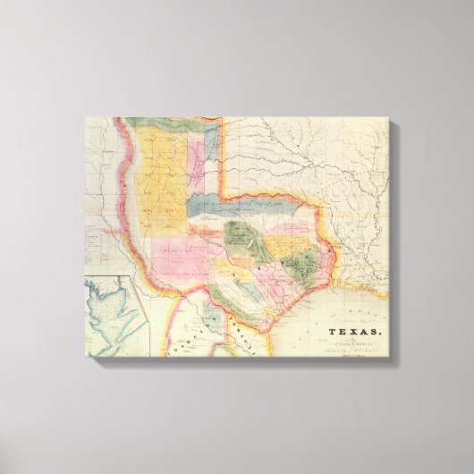 テキサス州州の地図 | 1835 キャンバスプリント (正面)