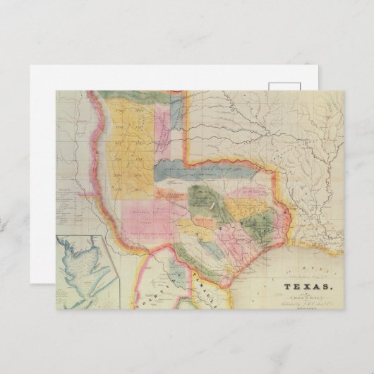 テキサス州州の地図 | 1835 ポストカード (正面/裏面)
