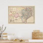 テキサス州州の新地図 ポスター (キッチン)