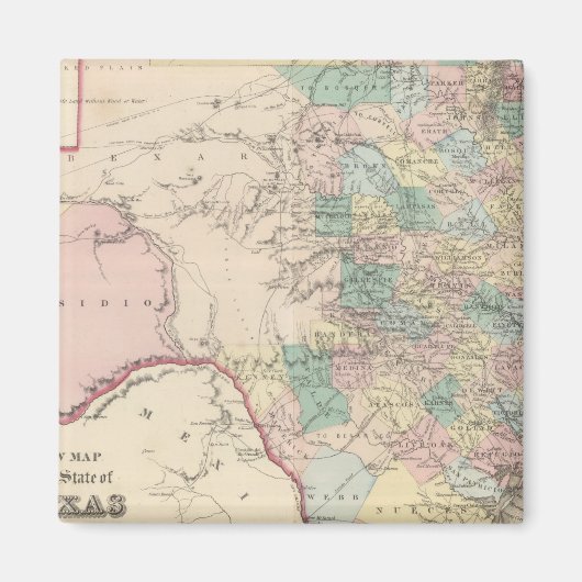 テキサス州州の新地図 マグネット (正面)