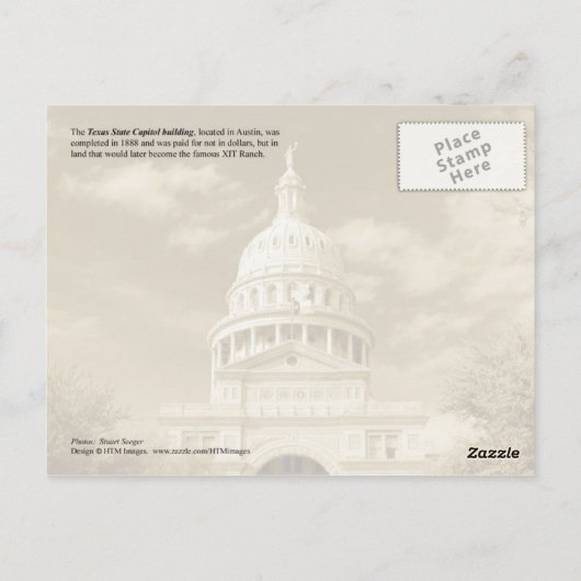 テキサス州州キャピトル建物（テキサス州オースティン） ポストカード (裏面)