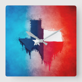 テキサス州州シンボルカラードリップスクエアウォールクロック スクエア壁時計