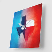 テキサス州州シンボルカラードリップスクエアウォールクロック スクエア壁時計 (傾斜)