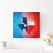 テキサス州州シンボルカラードリップスクエアウォールクロック スクエア壁時計 (ホーム)