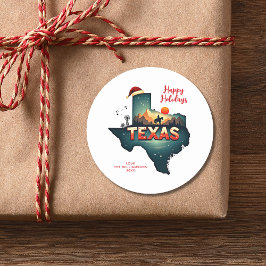 テキサス州州ハッピーホリデーズパーソナライズされた文字イヤー ラウンドシール