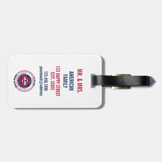 テキサス州州パーソナライズされたギフト荷物タグ ラゲッジタグ (裏面横)