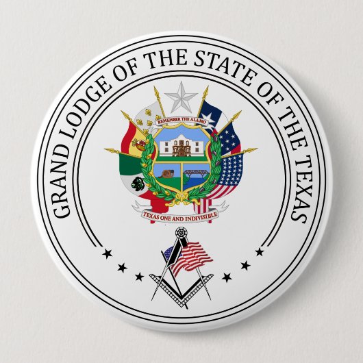 テキサス州州フリーメーソンロッジ 缶バッジ (正面)