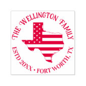 テキサス州州マップストライプ星のファミリ名日付場所 セルフインキングスタンプ (デザイン)