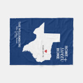 テキサス州州マップ名前をカスタムする、都市、日付、色 フリースブランケット (正面(横))