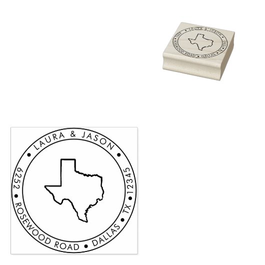 テキサス州州マップ差出人住所ウッド ラバースタンプ (押印)