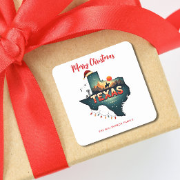 テキサス州州メリークリスマスカスタムホリデーホテル スクエアシール