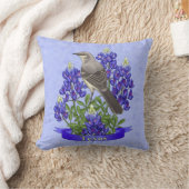 テキサス州州モッキンバード&ブルーボンネットフラワー クッション (ブランケット)