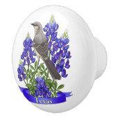 テキサス州州モッキンバード&ブルーボンネットフラワー セラミックノブ (右)