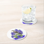 テキサス州州モッキンバード&ブルーボンネットフラワー ラウンドペーパーコースター (インサイチュ)