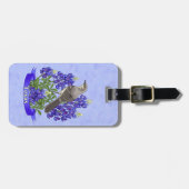 テキサス州州モッキンバード&ブルーボンネットフラワー ラゲッジタグ (正面横)