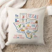 テキサス州州ランドマークイラストレーションピロークリーム クッション (ブランケット)