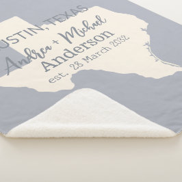 テキサス州州地図カップル名結婚と日付 シェルパブランケット