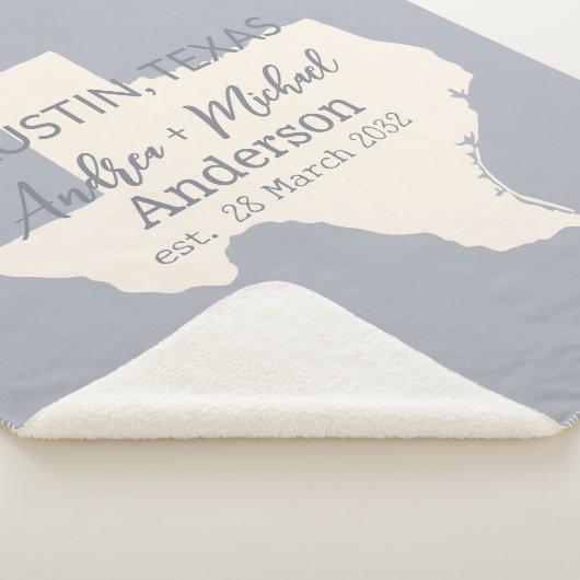 テキサス州州地図カップル名結婚と日付 シェルパブランケット (3/4)