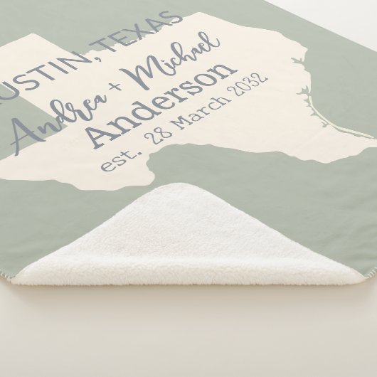 テキサス州州地図カップル名結婚と日付 シェルパブランケット (3/4)